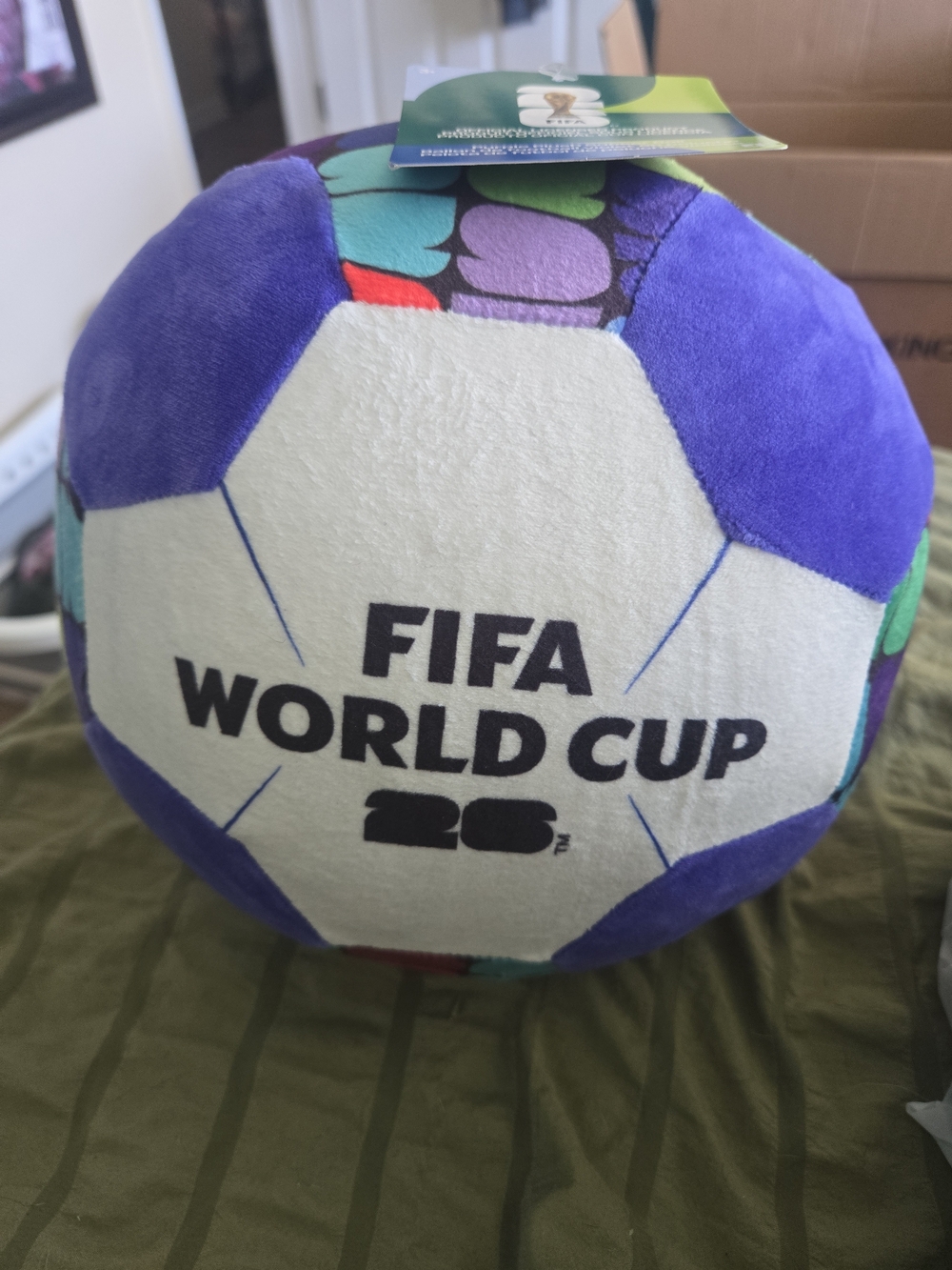 FIFA World Cup Plush Soccer Ball - Purple, White, Teal Official 9 Inch